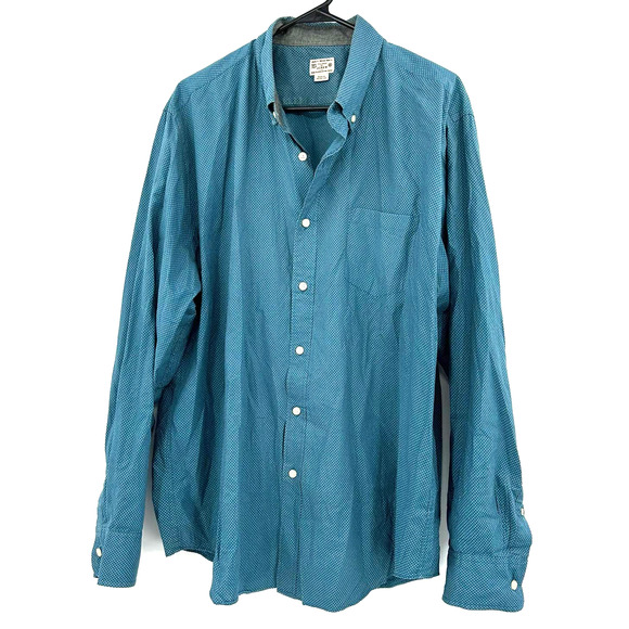 J. Crew‎ size XL mens button down long sleeve shirt blue white polka dot - Picture 1 of 6